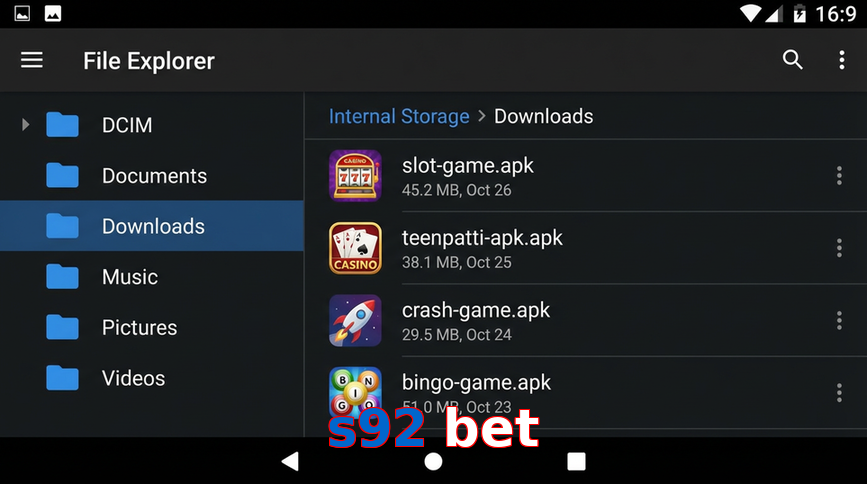 Main screen of S92 Bet gameapk page for PK players