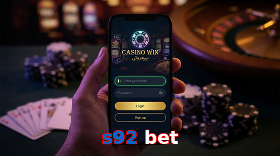 Main screen of S92 Bet login page for PK players